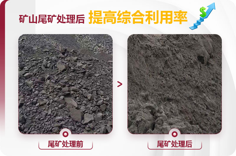 尾礦經制砂機處理前後圖 尾礦經制砂機處理前後圖