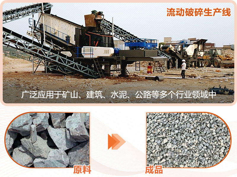 流動破碎生産線成品粒形好,用途廣 流動破碎生産線成品粒形好,用途廣