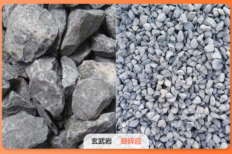 玄武岩破碎前後對比 玄武岩破碎前後對比