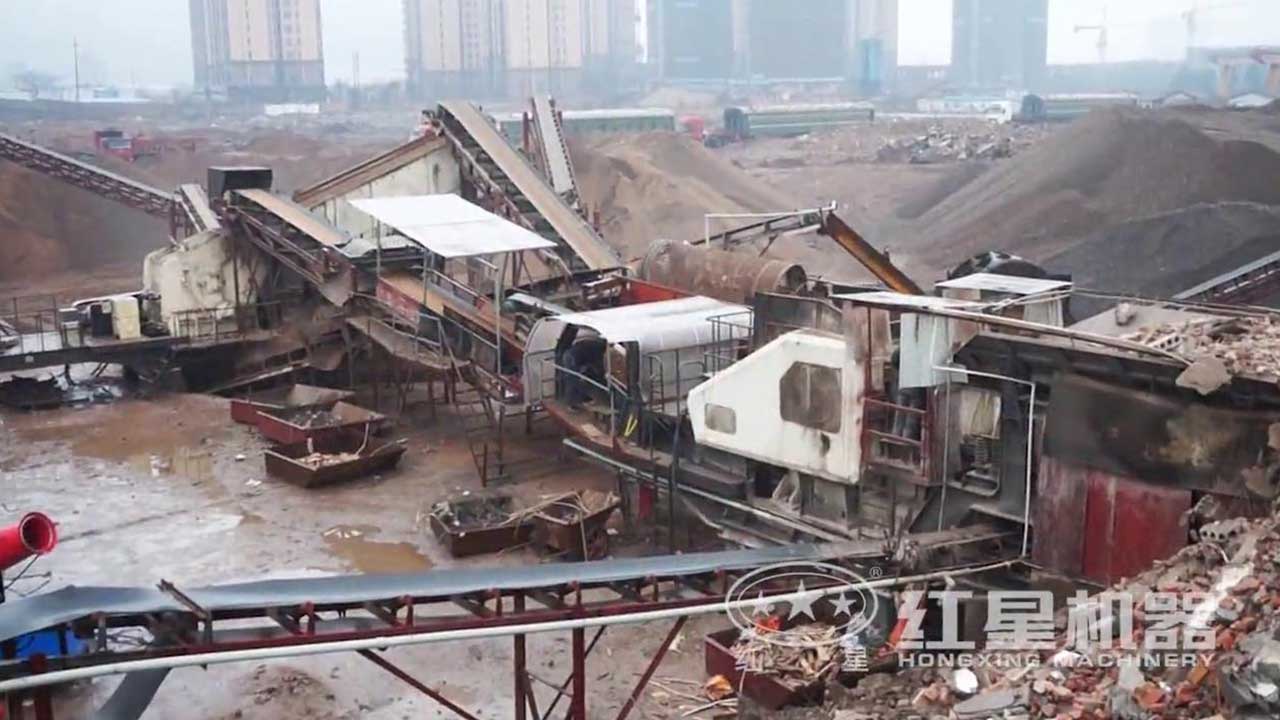 移動式建築垃圾破碎機作業視頻-湖南客戶現場